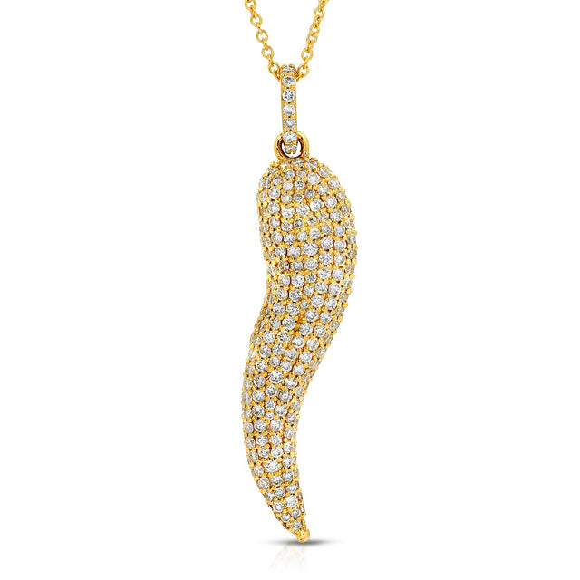 Lucky Cornicello Pendant with Pave Diamonds