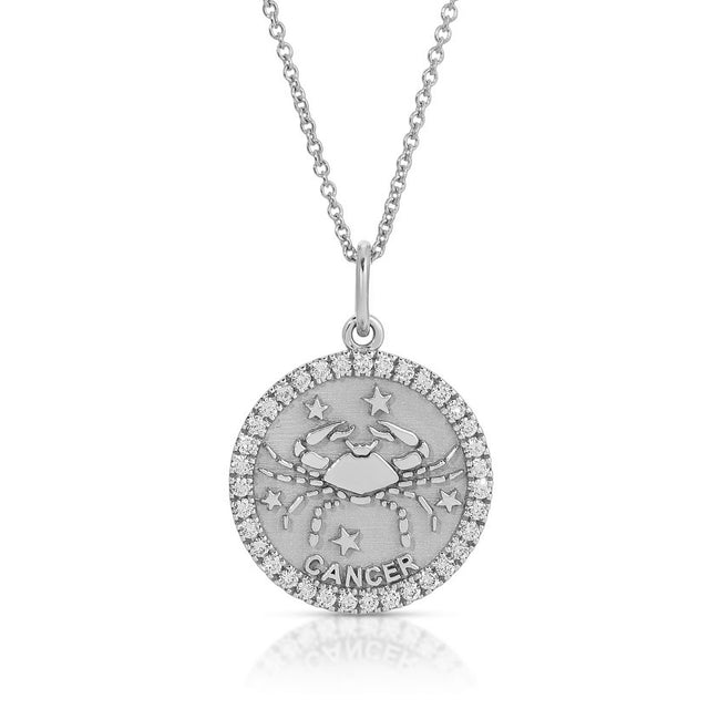 Embrace the Mystique of the Cosmos: Small Cancer Zodiac Pendant with Diamonds