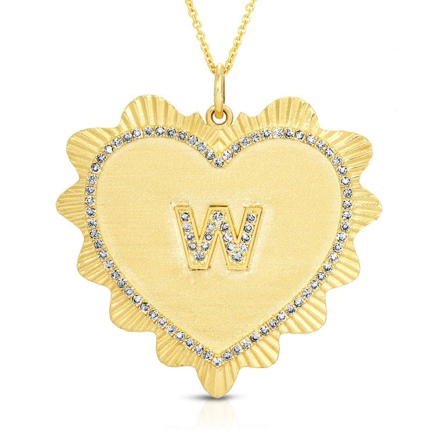 Gold Custom Letter Heart Pendant with Diamonds