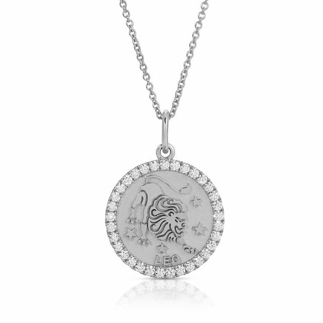 Regal Radiance: Small Leo Zodiac Pendant with Diamonds