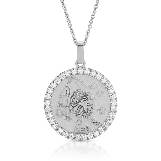 Regal Radiance: Large Leo Zodiac Pendant with Diamonds