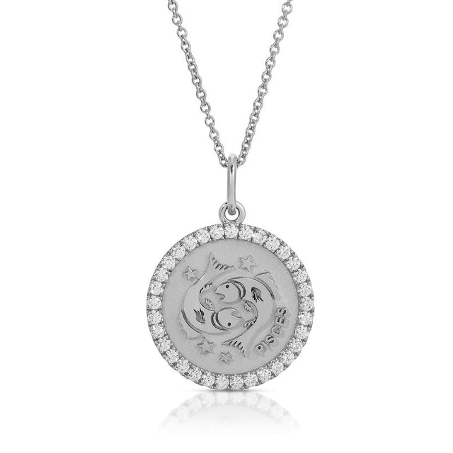 Embrace the Celestial Elegance: Small Pisces Zodiac Pendant with Diamonds