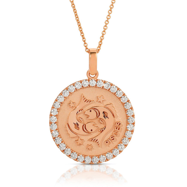 Embrace the Celestial Elegance: Large Pisces Zodiac Pendant with Diamonds