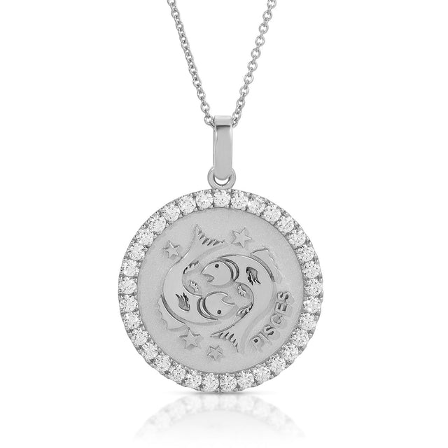 Embrace the Celestial Elegance: Large Pisces Zodiac Pendant with Diamonds