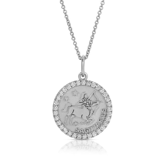 Adventurous Spirit: Small Sagittarius Zodiac Pendant with Diamonds