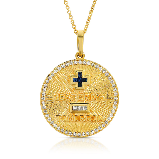 Blue Sapphire Yesterday/Tomorrow Pendant with Diamonds