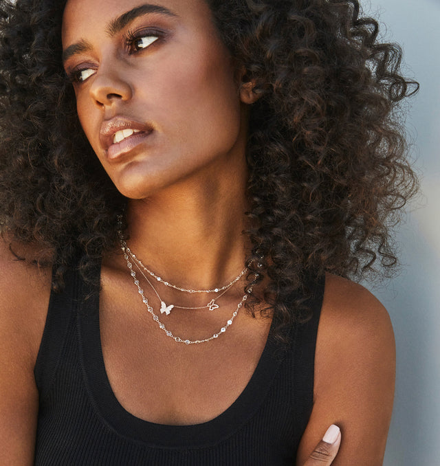 Double Butterfly Necklace with Diamonds