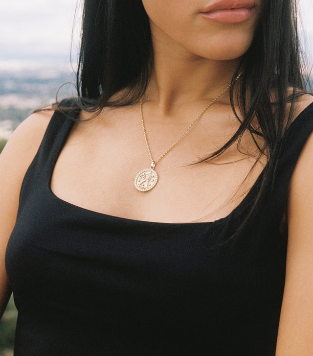 Harmony and Beauty Embodied: Large Libra Zodiac Pendant with Diamonds