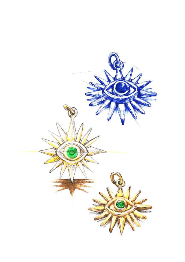 18k Zambian Evil Eye Pendant