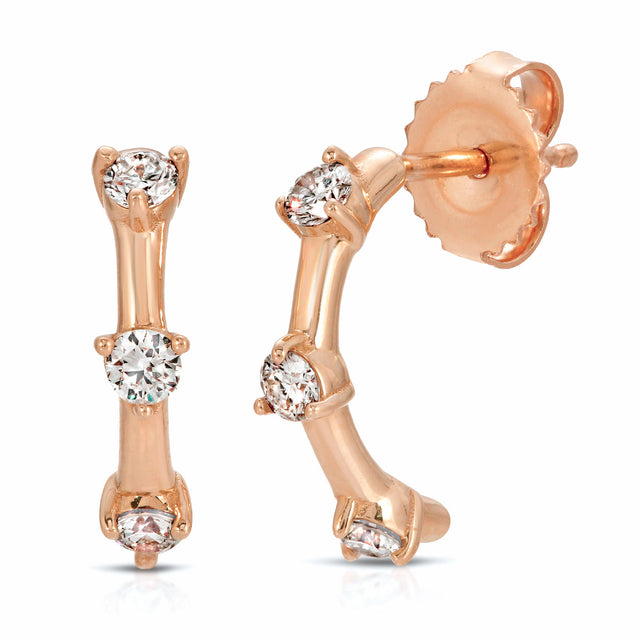 3 Diamond Half Hoop Studs