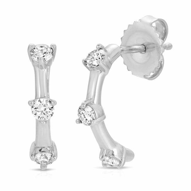 3 Diamond Half Hoop Studs