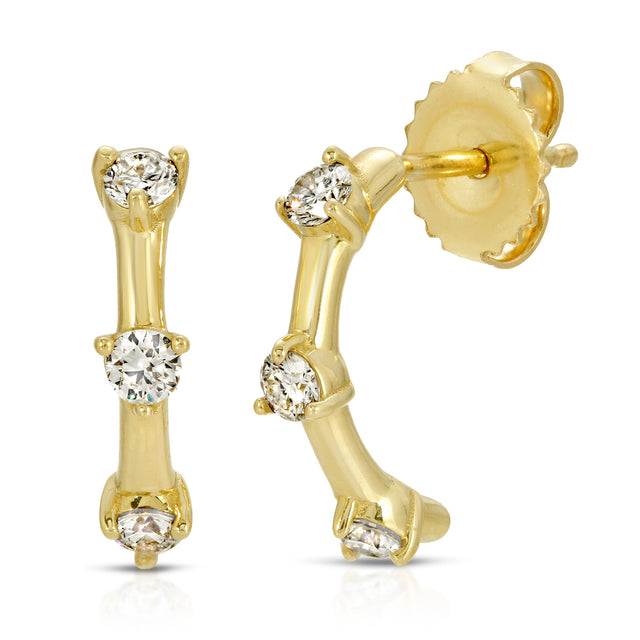3 Diamond Half Hoop Studs