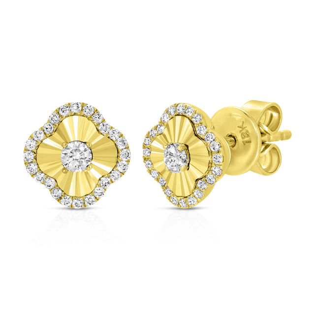 18k Bloom Stud Earrings with Diamonds