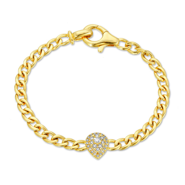 Waterdrop Sprinkled Diamond Cuban Link Bracelet