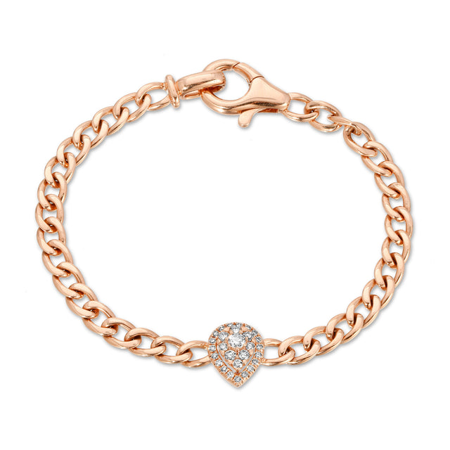 Waterdrop Sprinkled Diamond Cuban Link Bracelet