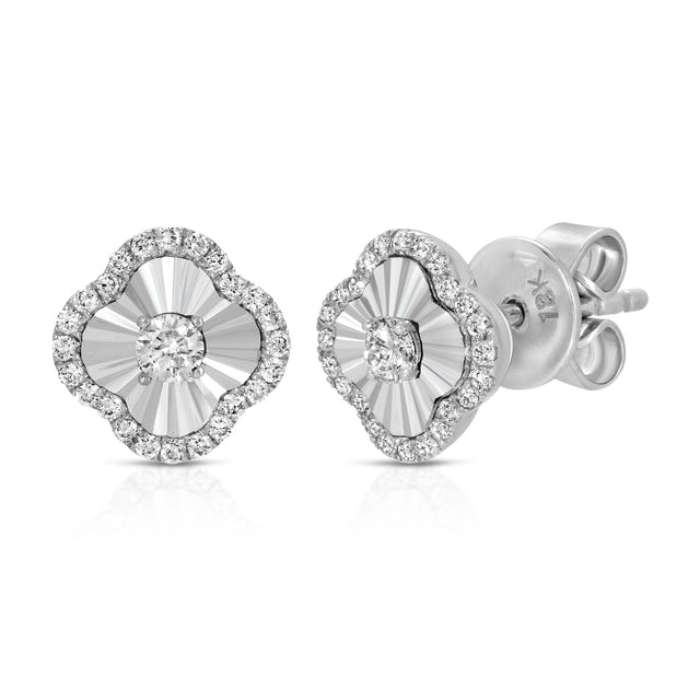 18k Bloom Stud Earrings with Diamonds