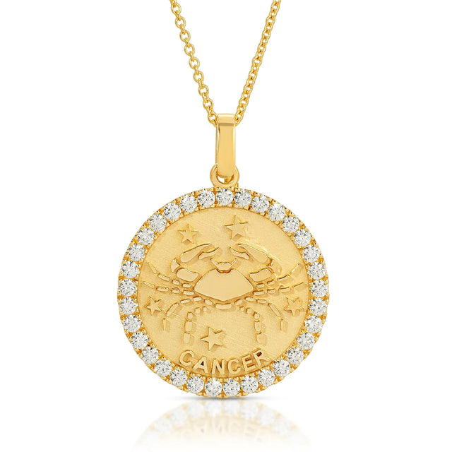 Embrace the Mystique of the Cosmos: Large Cancer Zodiac Pendant with Diamonds