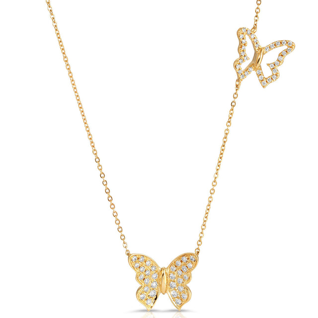 Double Butterfly Necklace with Diamonds