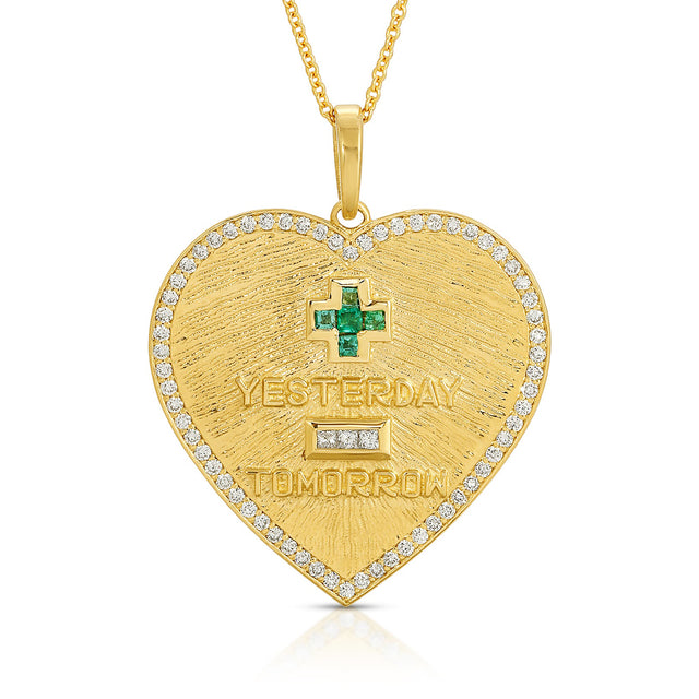 Emerald Yesterday/Tomorrow Heart Pendant with Diamonds