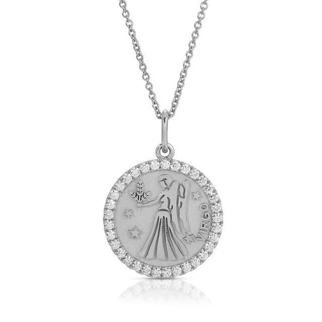 Refined Elegance: Small Virgo Zodiac Pendant with Diamonds