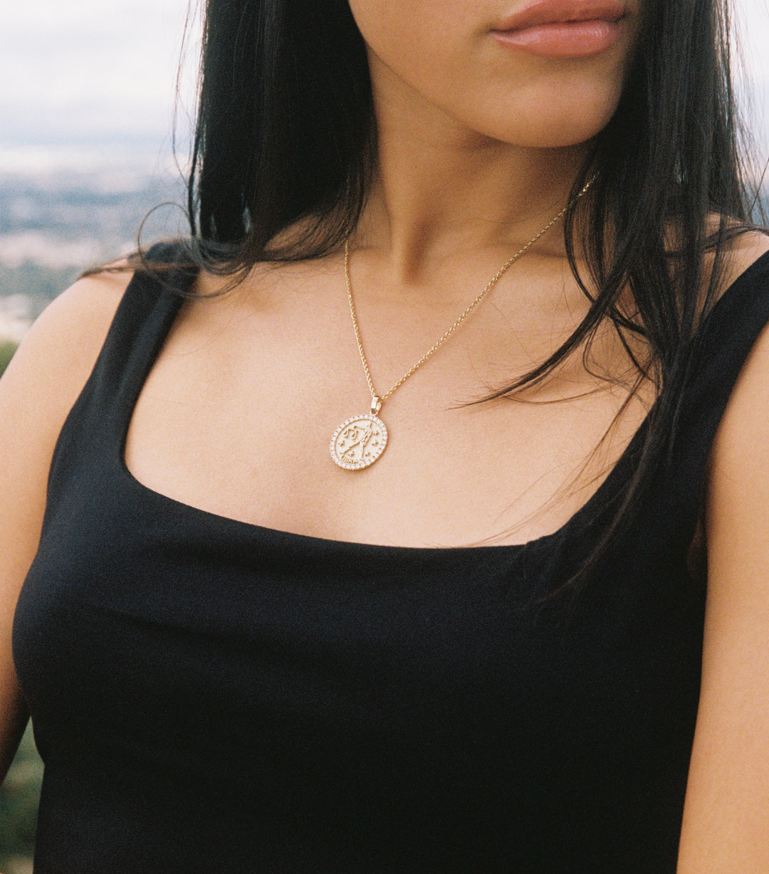 Harmony and Beauty Embodied: Large Libra Zodiac Pendant with Diamonds ...
